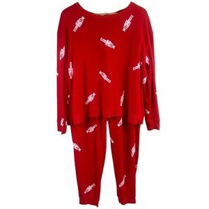 Jane + Delancey Red Nutcracker Christmas 2 Piece Long Sleeve Pajama Lounge Large